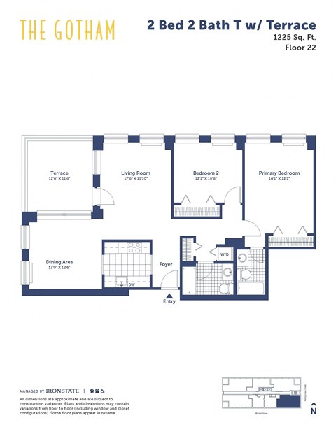 the gotham 2 bed 2 bath floor plan